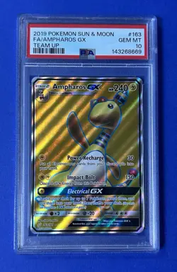 2019 Pokemon Sun & Moon FA/Ampharos GX Team Up #163 PSA 10 GEM MT - Image 1