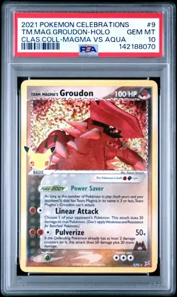 PSA 10 Team Magma's Groudon 9/95 Celebrations 25th Holo Pokemon Card - Gem Mint - Image 1