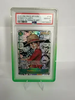 2025 ONE PIECE OP13-118 CARRYING ON HIS WILL MANGA ALT ART MONKEY D. LUFFY PSA10 - Image 1