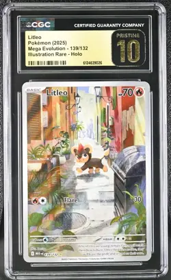 Litleo 139/132 Pokemon Mega Evolution Holo Illustration Rare IR CGC 10 PRISTINE - Image 1