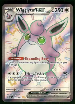 2024 Wigglytuff ex 222/091 Shiny Ultra Rare Holo NM SV: Paldean Fates Pokemon - Image 1