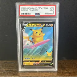 2021 Pokemon Celebrations Surfing Pikachu V #008/025 PSA 9 - Image 1