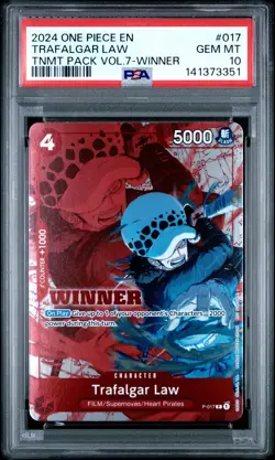 2024 ONE PIECE TOURNAMENT PACK VOL.7 WINNER #017 TRAFALGAR LAW PSA 10 - Image 1