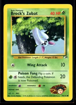2000 Gym - Heroes Brock’s Zubat #74 Non Holo Pokemon Card - Image 1
