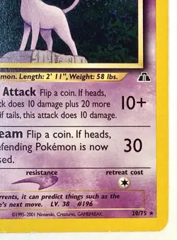 Espeon - 20/75 - Neo Discovery Rare WOTC Pokemon Card - MP - Image 5