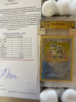 Blastoise 2/102 shadowless GRADED 7.5 PGC super rare 1999 pokemon card holo - Image 2