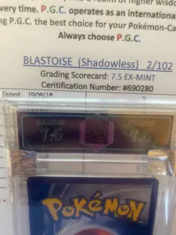 Blastoise 2/102 shadowless GRADED 7.5 PGC super rare 1999 pokemon card holo - Image 4