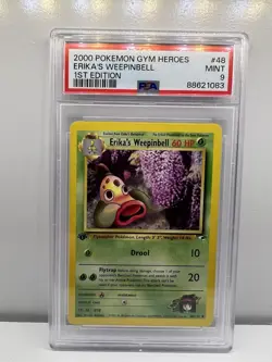 Pokemon TCG Erika's Weepinbell Gym Heroes 1st Edition Card 48/132 PSA 9 - Image 1