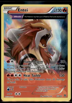 Pokemon Entei Full Art Holo Rare Card ( XY Ancient Origins Pokemon TCG #15/98 ) - Image 1