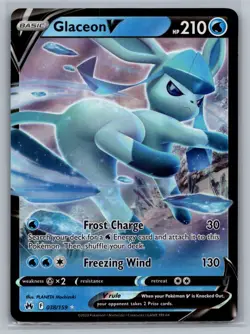 Glaceon V 038/159 Holo V Rare Crown Zenith Pokemon Near Mint - Image 1