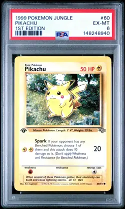 1999 POKEMON JUNGLE 1ST ED #60 PIKACHU PSA 6 - Image 1