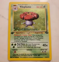 1st Edition VILEPLUME First Edition Jungle Set 15/64 Pokemon Card TCG Holo Rare! - Image 3