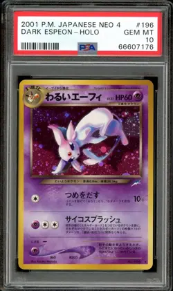 2001 Pokemon Japanese Neo 4 #196 Dark Espeon Holo PSA 10 GEM MINT - Image 1