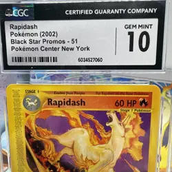 CGC 10 GEM MINT Rapidash 2002 Black Star Promo 51 Pokemon TCG POKEMON CENTER NY - Image 2