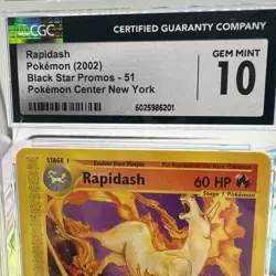 CGC 10 GEM MINT Rapidash 2002 Black Star Promo 51 Pokemon TCG POKEMON CENTER NY - Image 2