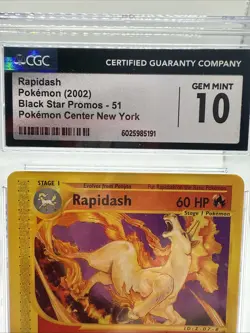 CGC 10 GEM MINT Rapidash 2002 Black Star Promo 51 Pokemon TCG POKEMON CENTER NY - Image 2