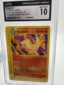 CGC 10 GEM MINT Rapidash 2002 Black Star Promo 51 Pokemon TCG POKEMON CENTER NY - Image 1