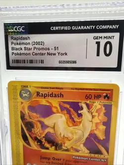 CGC 10 GEM MINT Rapidash 2002 Black Star Promo 51 Pokemon TCG POKEMON CENTER NY - Image 2