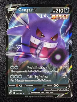 Pokemon Gengar V Ultra Rare Full Art Holofoil 156/264 Fusion Strike - Image 1