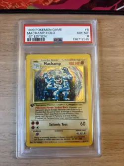 Pokemon TCG Machamp Holo Rare 1st Edition PSA 8 - Image 1