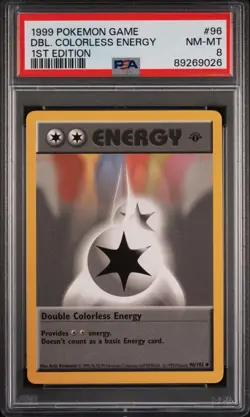 Pokemon Card Double Colorless Energy 96/102 1st Edition PSA 8 Base Set - Image 1