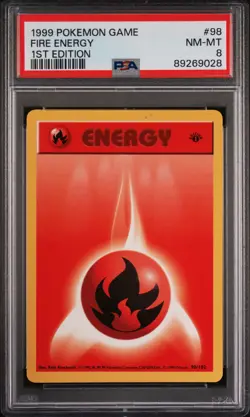 Pokemon Card Fire Energy 98/102 1st Edition PSA 8 Shadowless Base Set - Image 1