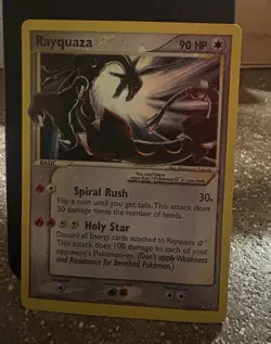 Rayquaza Star 107/107 EX Deoxys Ultra Rare Pokemon Card 90 HP Spiral Rush - Image 4