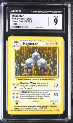 CGC 9 MINT Magneton 9/102 Holo Base Set Pokemon Card - Image 1