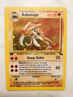 Pokemon TCG Original Fossil Set Kabutops Card 9/62 1st Edition Rare Holo - Image 5