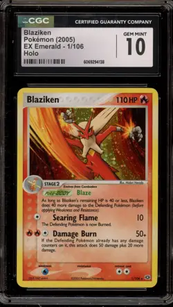 Pokemon Blaziken EX Emerald Holo Rare #1 CGC 10 Gem Mint - Image 1
