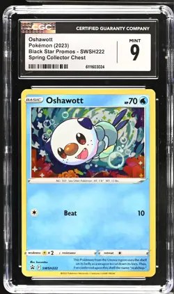 Oshawott SWSH222 Spring Collector Chest Black Star Promos Pokemon CGC 9 Mint - Image 1