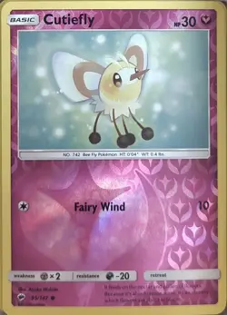 Pokemon Burning Shadows Reverse Holo Cutiefly 95/147 C NM - Image 1