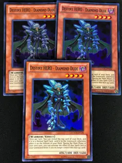 YUGIOH DESTINY HERO DIAMOND DUDE LCGX-EN124 SUPER X3 (NM) - Image 1
