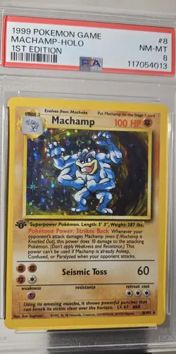 1999 Pokemon Base Set 1st Edition Machamp English Holo GRADED PSA- 8 CARD #8/102 - Image 2