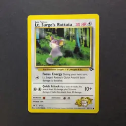 Pokemon Card WOTC 1999: Lt. Surge's Rattata 85/132 - Base Set - Image 1
