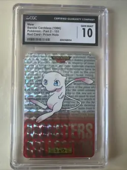 1996 POKEMON BANDAI CARDDASS PART 2 RED CARD PRISM HOLO #151 MEW CGC 10 GEM MINT - Image 1