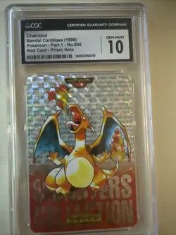 Charizard Bandai Cardass 1996 Pokemon Part 1 #06 Red Card Prism Holo CGC 10 - Image 1