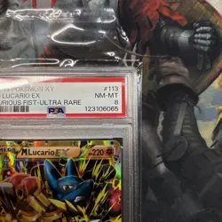 2014 Pokemon XY Furious Fists M Lucario EX #113 Ultra Rare PSA 8 - Image 2