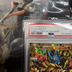 2014 Pokemon XY Furious Fists M Lucario EX #113 Ultra Rare PSA 8 - Image 3