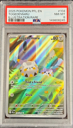 2025 POKEMON PFL EN TOGEDEMARU ILLUSTRATION RARE #104 NM-MT PSA 8 - Image 1