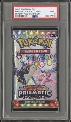 Pokemon S&V Prismatic Evolutions Espeon & Umbreon Booster Pack PSA 9 Mint - Image 1