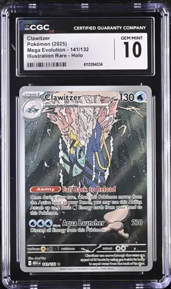Clawitzer Pokemon 2025 Mega Evolution 141/132 SR⭐ Illustration Rare Holo CGC 10 - Image 1
