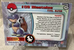 MINT 2000 Topps Chrome Holo Pokemon TV Series 1 Blastoise #9 Foil starter Water - Image 2