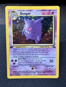 Pokemon TCG Gengar 1st Edition Holo Fossil 5/62 English 1999 80 HP - Image 1