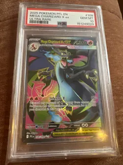 2025 POKEMON PFL EN-PHANTASMAL FLAMES ULTRA RARE #109 MEGA CHARIZARD X EX PSA 10 - Image 1