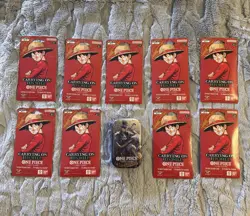 💥One Piece OP-13 LOT - Carrying on His Will (9) Sleeved Booster Packs (1) Tin - Image 1