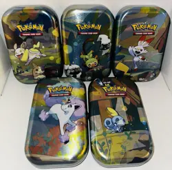 x5 Pokemon Galar Pals Mini Tin Lot - Complete Set Of 5 Tins With Art Cards EMPTY - Image 1