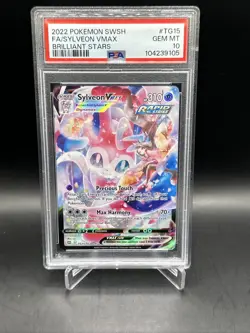 2022 Pokemon SWSH Brilliant Stars #TG15 FA Sylveon VMAX PSA 10 GEM MINT - Image 1