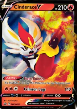 Pokemon TCG Cinderace V SWSH Black Star Promo SWSH015 Holo Promo - Image 1