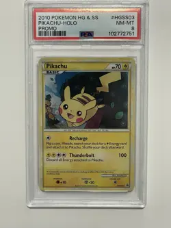 2010 POKEMON HEARTGOLD & SOULSILVER PROMO #HGSS03 PIKACHU-HOLO PROMO PSA 8 - Image 1
